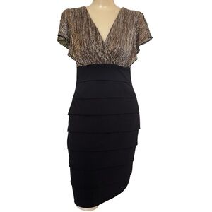 Enfocus Studio Black and Gold Midi Dress